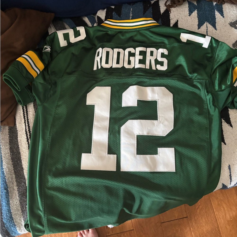 Reebok Green and White Sports Jersey